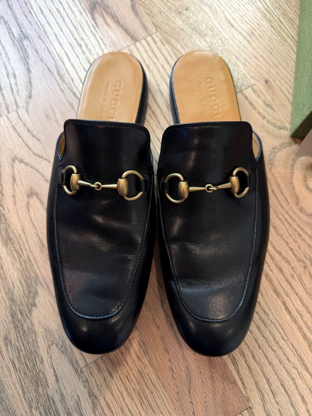 Gucci Princetown Horsebit Leather Slipper Mules Black Size 7 (US 8) with Box